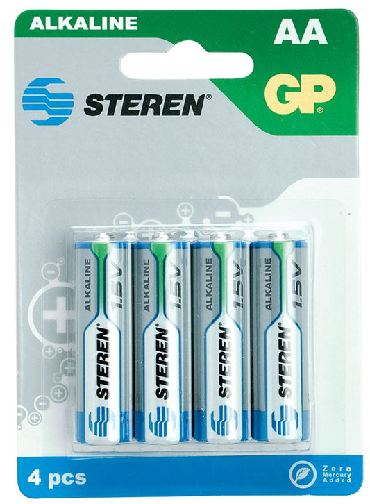 Pilas Steren Alcalinas Tipo AA 1.5V C/4 Pzas
