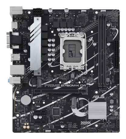 Tarjeta Madre Asus PRIME B760M-K D4 2xDDR4 64GB 5333Mhz PCIe 4.0 M.2 1xHDMI 1xVGA S 1700 13th Gen mATX