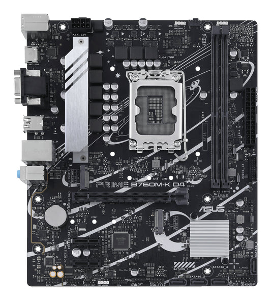 Tarjeta Madre Asus PRIME B760M-K D4 2xDDR4 64GB 5333Mhz PCIe 4.0 M.2 1xHDMI 1xVGA S 1700 13th Gen mATX