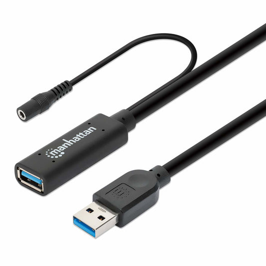 Cable de Extensión Manhattan USB 3.0 Tipo A Macho a Hembra 15m 5Gbps Negro