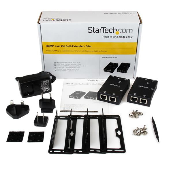 StarTech.com ST121SHD50 extensor de audio/video Transmisor y receptor AV Negro