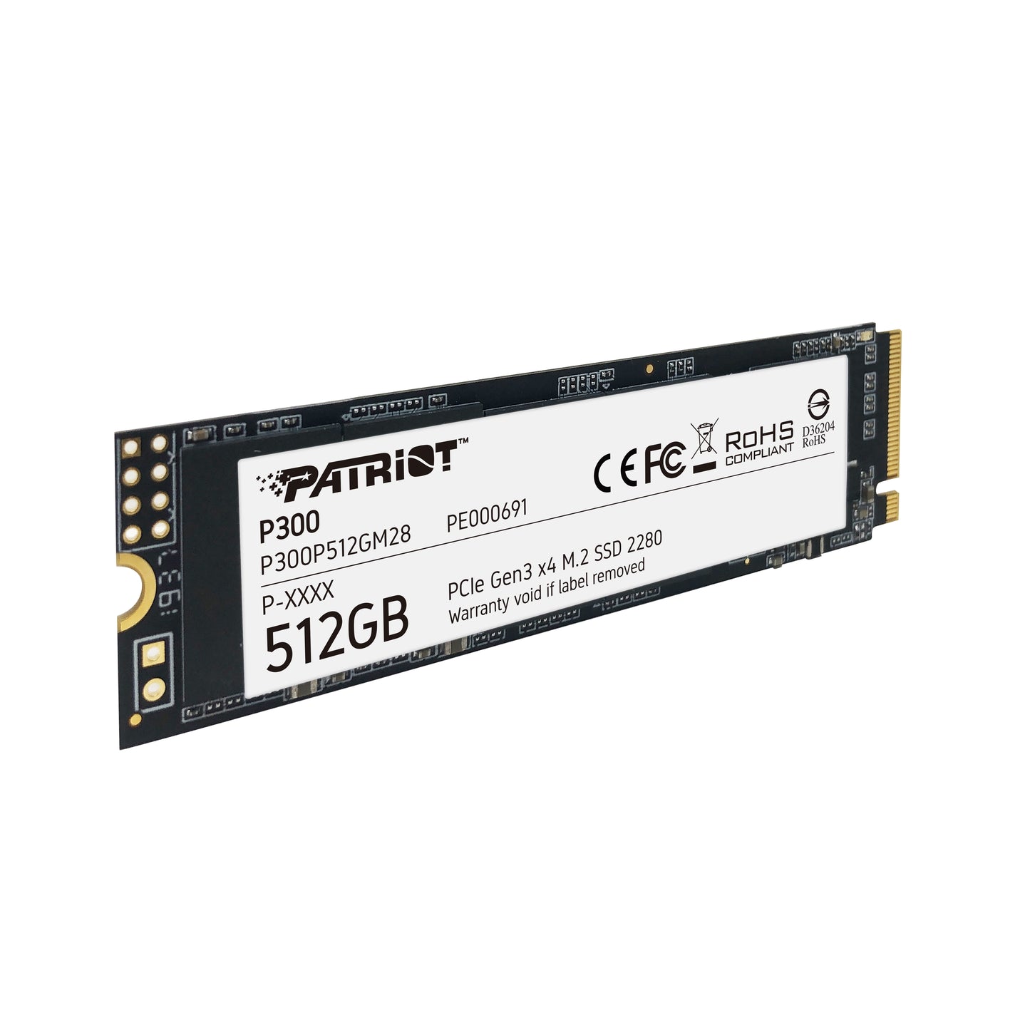 Unidad SSD Patriot M.2 512GB P300 PCIE 3.0 NVME 2280 1200MB/s Escritura 1700 MB/s Lectura