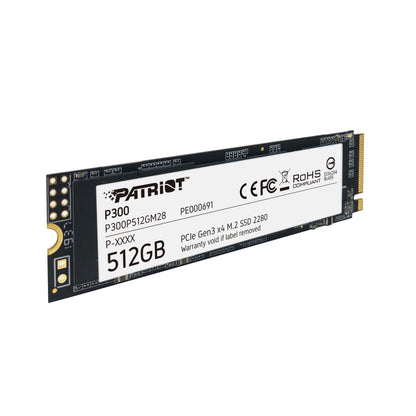 Unidad SSD Patriot M.2 512GB P300 PCIE 3.0 NVME 2280 1200MB/s Escritura 1700 MB/s Lectura
