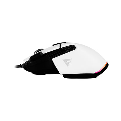 Mouse Game Factor MOG602 Click Láser Pixart 3370 19000 dpi 8 Botones Iluminación RGB Color Blanco