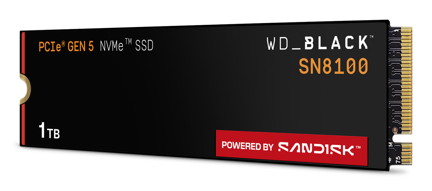 SSD interno Western Digital de 1TB Black SN8100 NVMe M.2 Gen5 - Lectura/Eescritura/ Sin Disipador Térmico