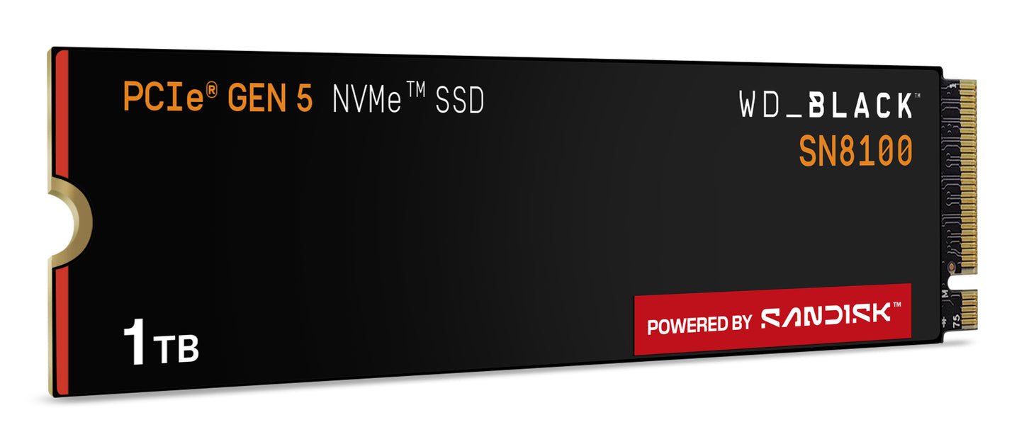 SSD interno Western Digital de 1TB Black SN8100 NVMe M.2 Gen5 - Lectura/Eescritura/ Sin Disipador Térmico
