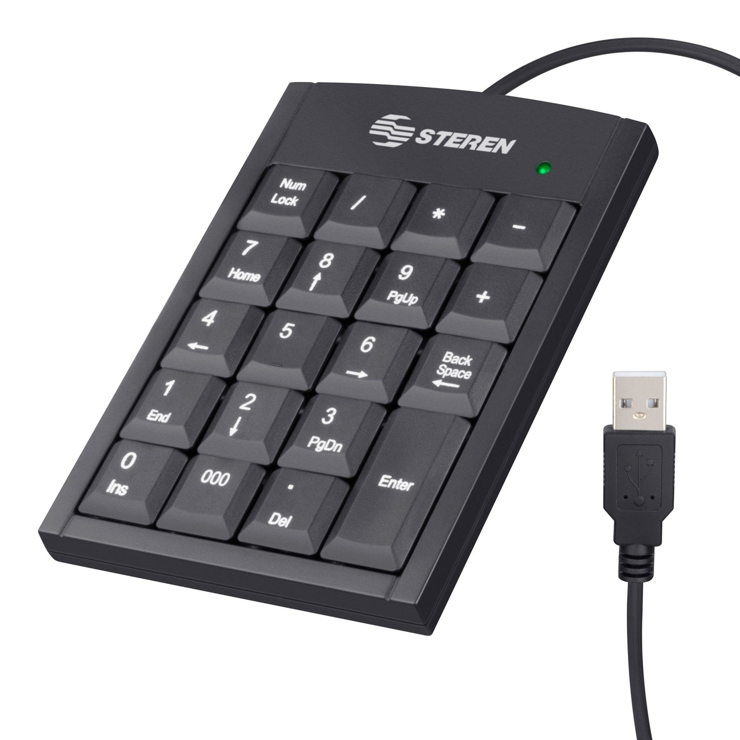 Teclado Numérico Steren USB Extra Plano 19 Teclas Color Negro