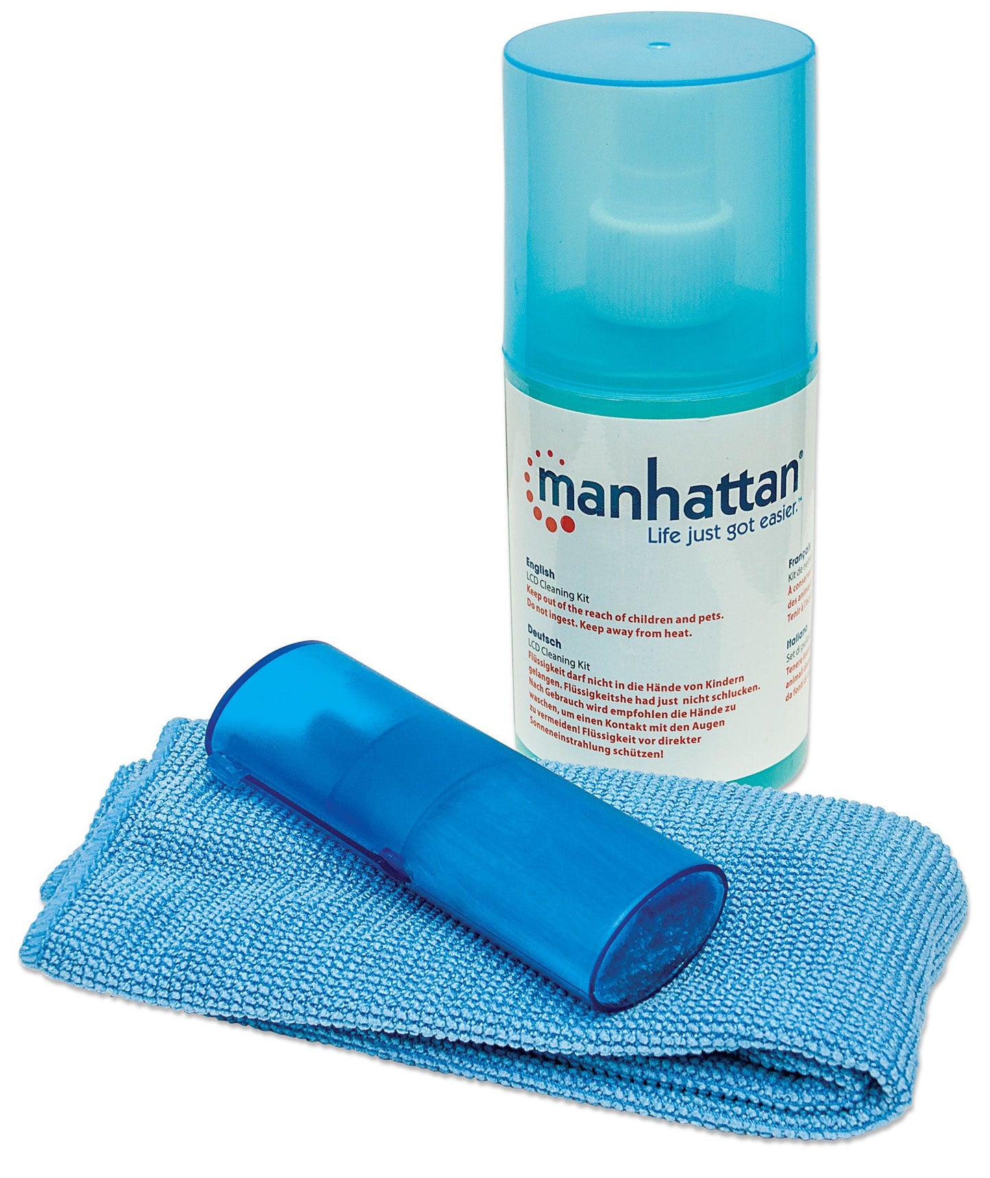 Manhattan 421027 kit de limpieza para equipos LCD/TFT/Plasma Líquido y paños secos/húmedos para limpieza de equipos 200 ml