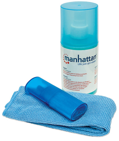 Manhattan 421027 kit de limpieza para equipos LCD/TFT/Plasma Líquido y paños secos/húmedos para limpieza de equipos 200 ml