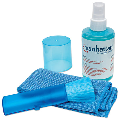 Manhattan 421027 kit de limpieza para equipos LCD/TFT/Plasma Líquido y paños secos/húmedos para limpieza de equipos 200 ml