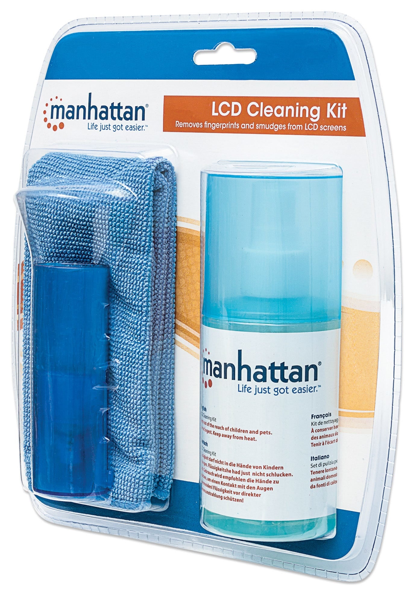 Manhattan 421027 kit de limpieza para equipos LCD/TFT/Plasma Líquido y paños secos/húmedos para limpieza de equipos 200 ml