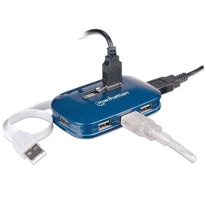 Manhattan 161039 nodo concentrador USB 2.0 480 Mbit/s Azul