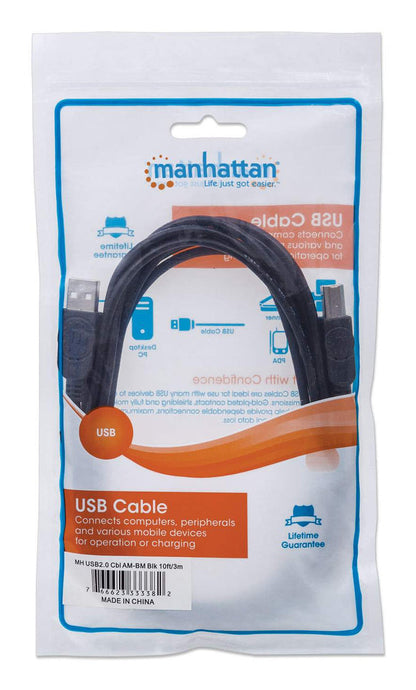 Cable Manhattan USB 2.0 A-B Alta Velocidad 5m Color Negro