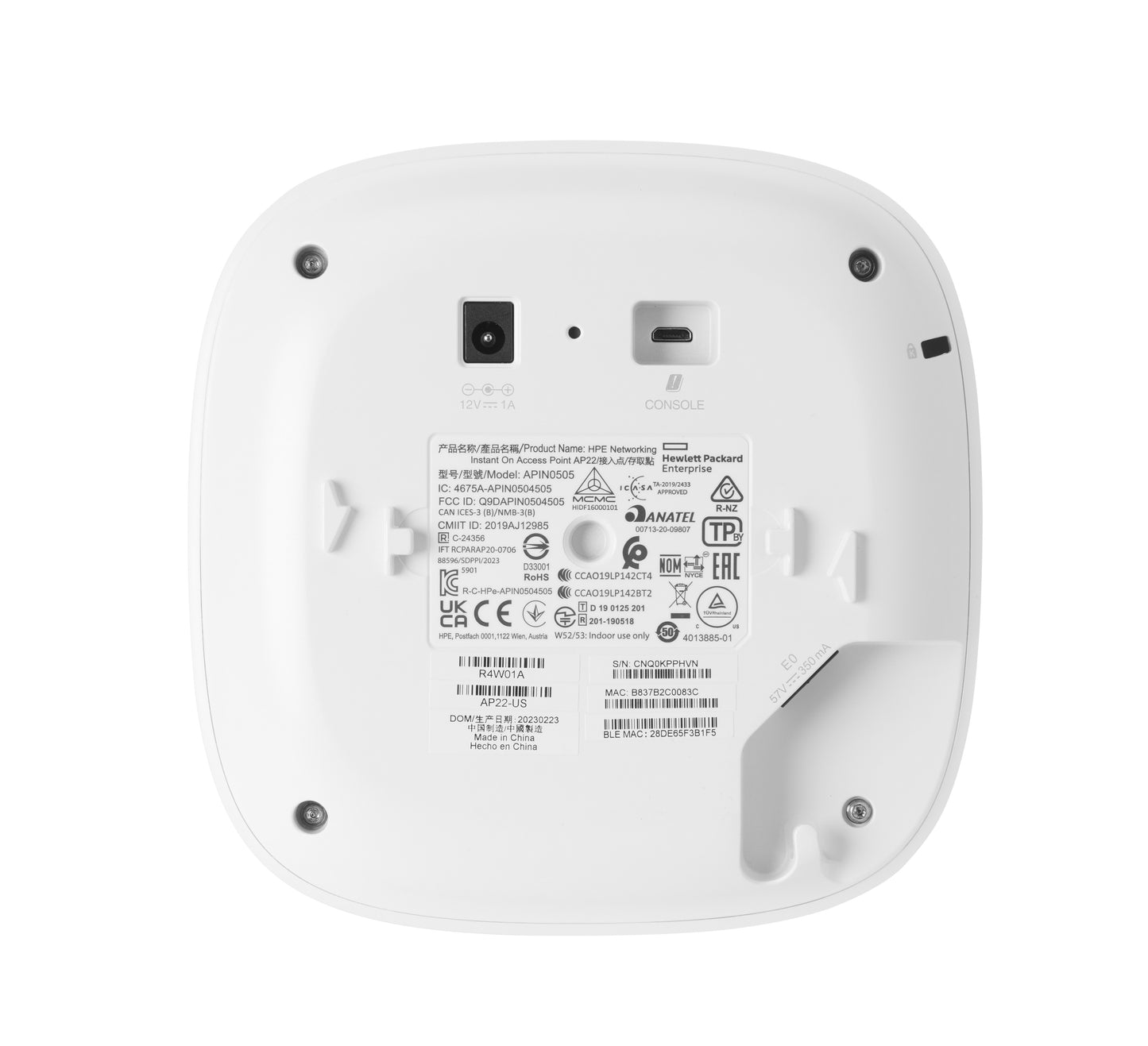 HPE Aruba Networking Networking Instant On Indoor Access Point 2x2 Wi-Fi 6 (RW) AP22