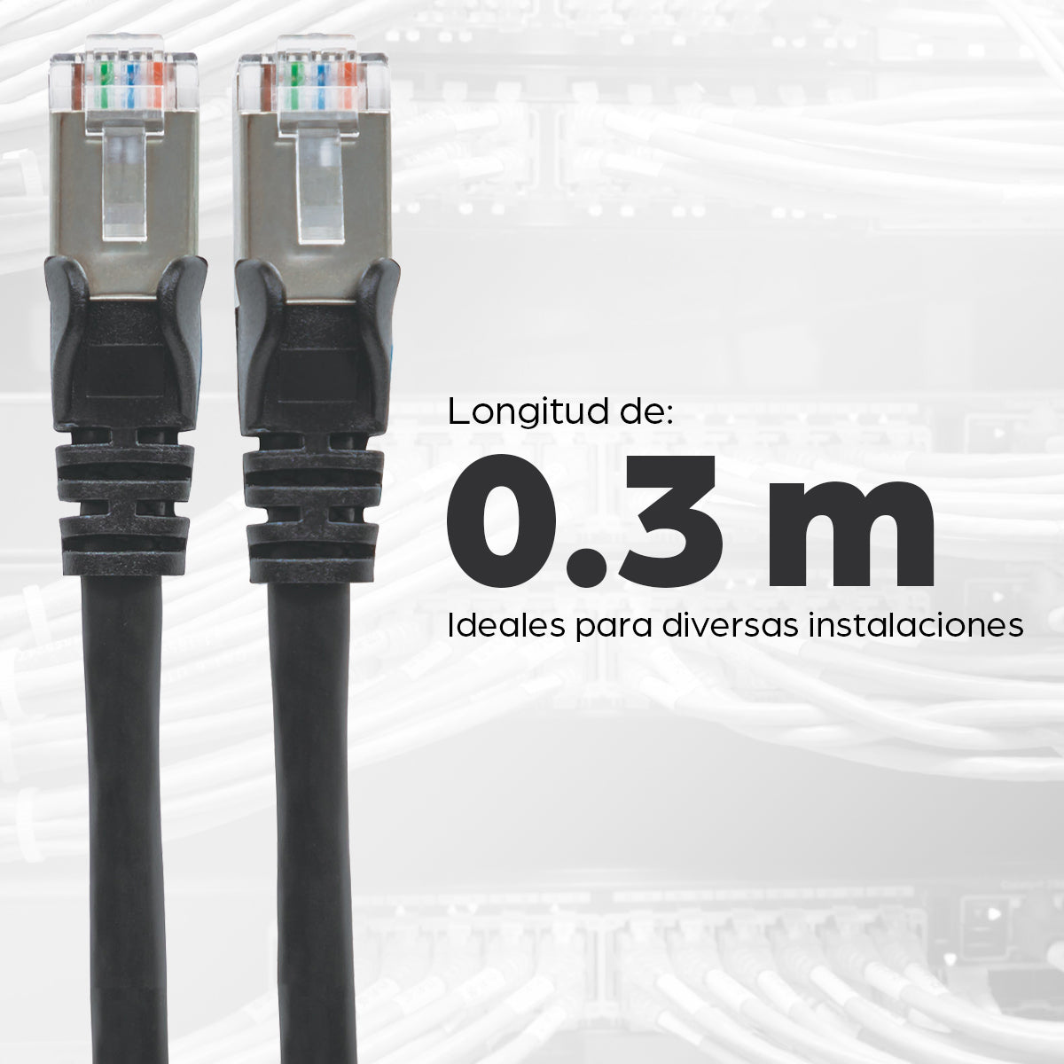 Cable Intellinet Red Cat6a S/FTP RJ45 50 Micras 30cm Color Negro