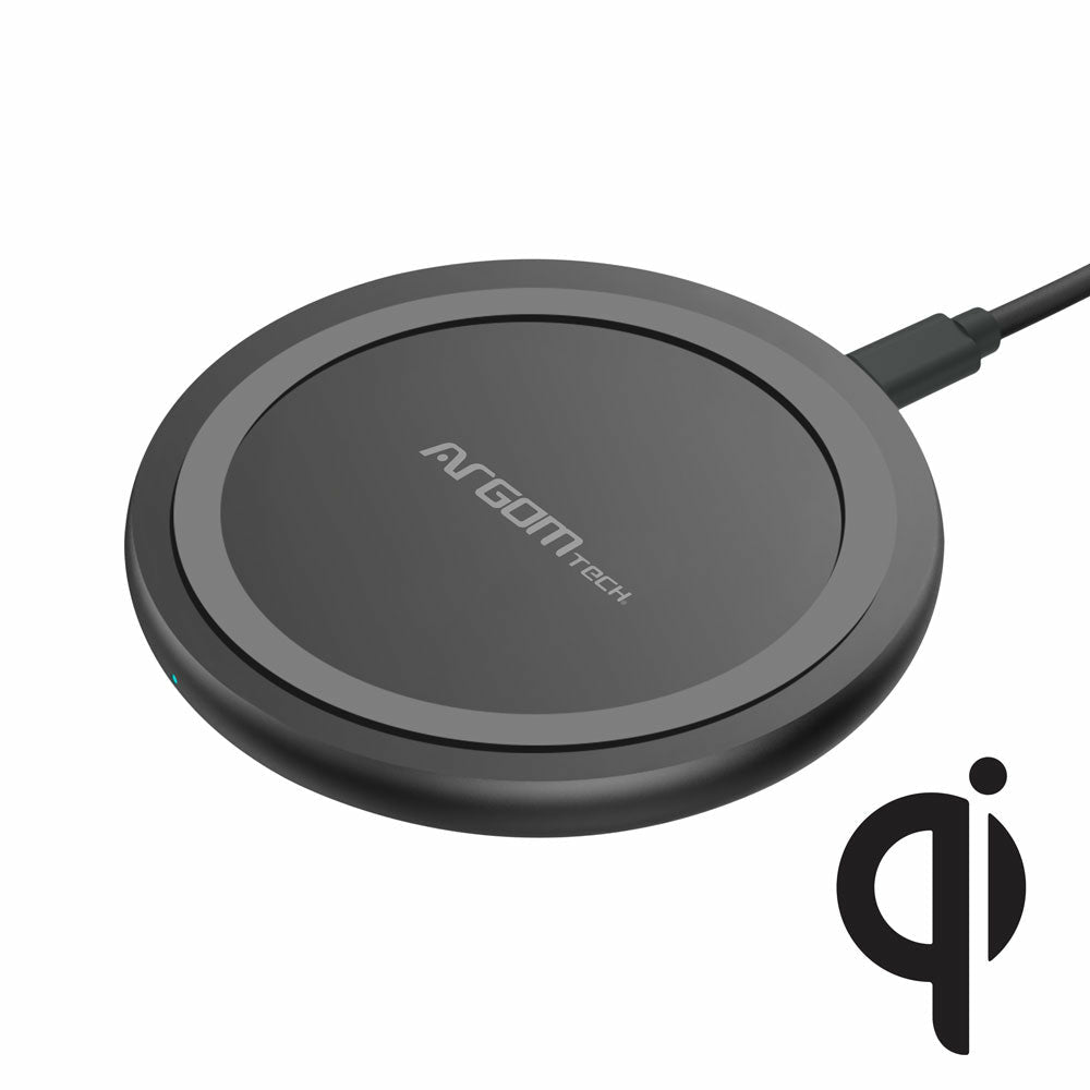 Cargador Inalámbrico Argomtech Rápido 15W Con Certificación QI /FCC Micro USB Color Negro