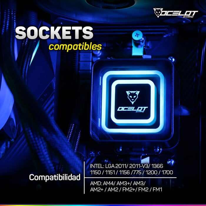 Enfriamiento Líquido Ocelot Gaming OEL240, ARGB, 240 mm, para Intel y AMD