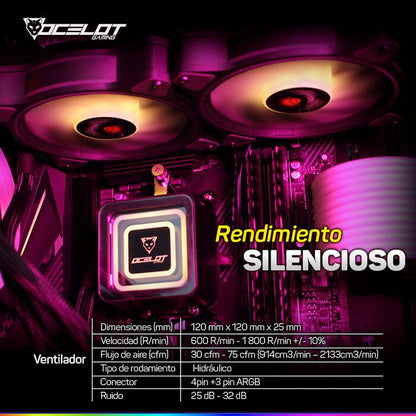 Enfriamiento Líquido Ocelot Gaming OEL240, ARGB, 240 mm, para Intel y AMD