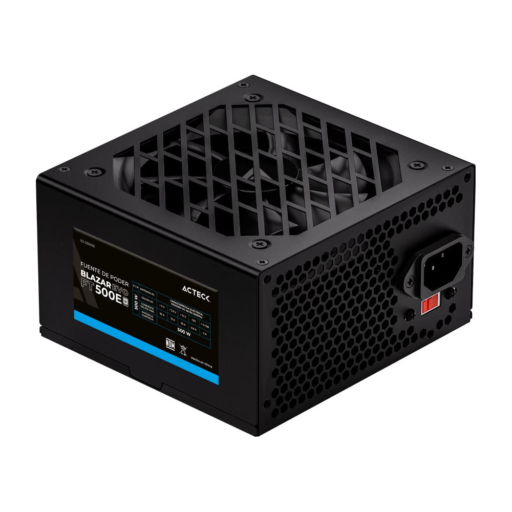 Fuente de Poder Blazar Evo FT500E ATX 500W / 1X20 4 pin  1xAtx 4  3xSata  2xMolex 4 pin  Negro
