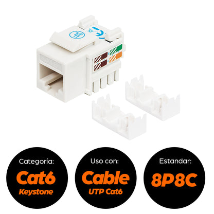 Jack Intellinet Cat 6 de Impacto(Keystone) Color Blanco