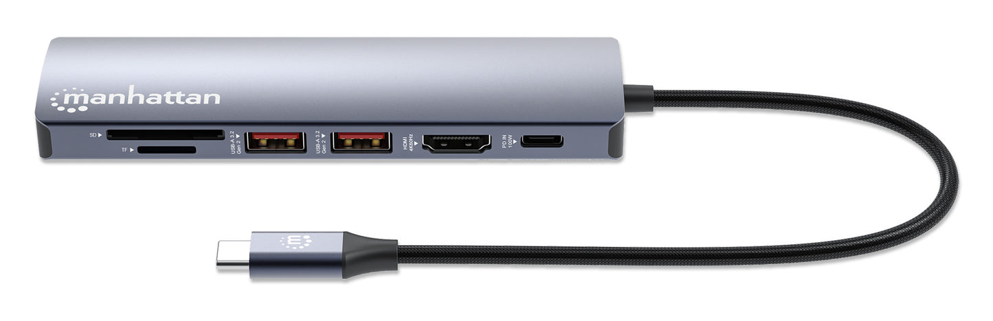 Manhattan 153966 base para laptop o replicador de puertos Alámbrico USB 3.2 Gen 2 (3.1 Gen 2) Type-C Plata
