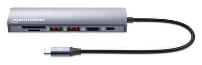 Manhattan 153966 base para laptop o replicador de puertos Alámbrico USB 3.2 Gen 2 (3.1 Gen 2) Type-C Plata