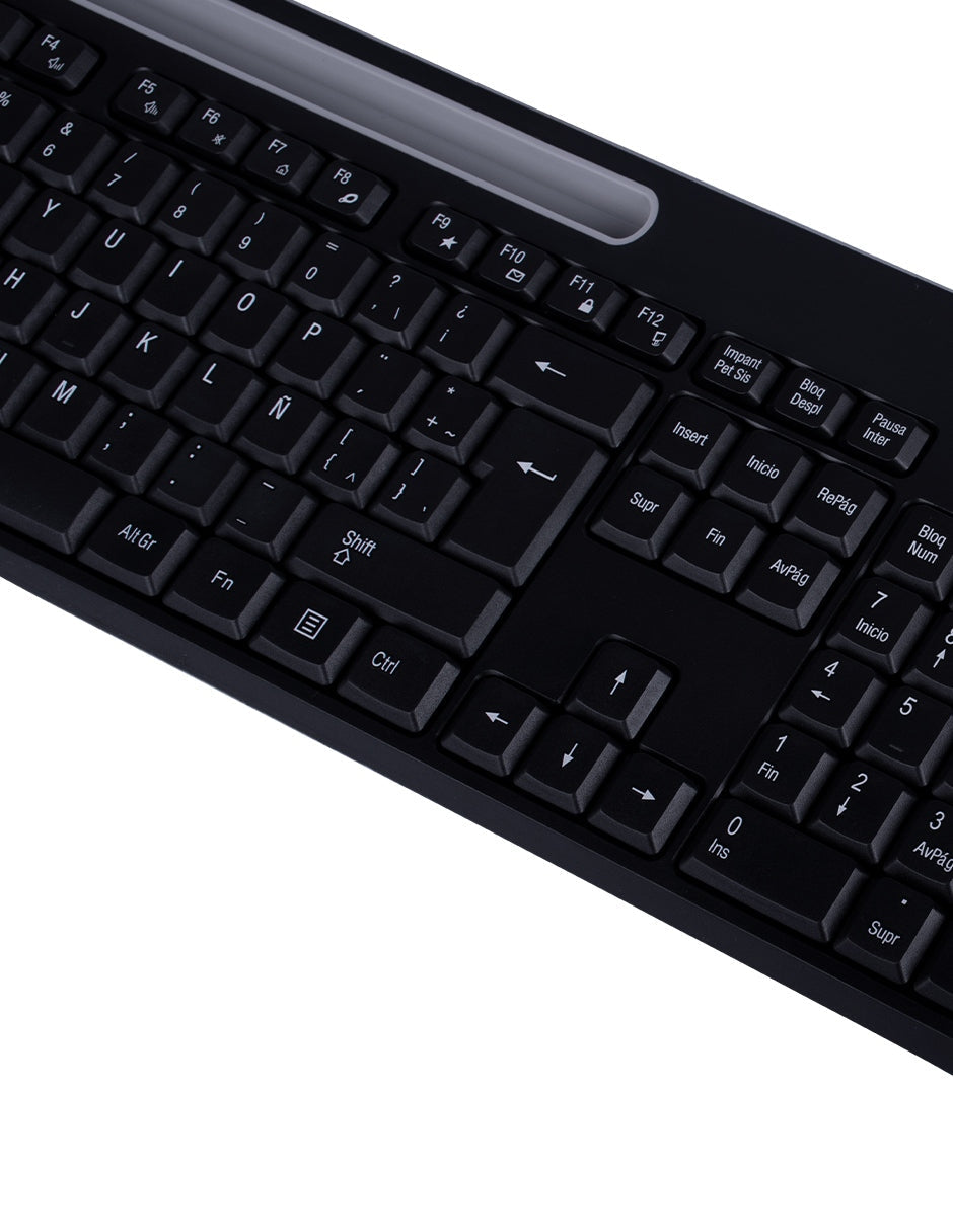 Mouse y Teclado Inalambricos Tasking Grey 800 1200 1600 DPI 4 Botones con Ranura para Smartphone