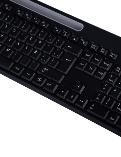 Mouse y Teclado Inalambricos Tasking Grey 800 1200 1600 DPI 4 Botones con Ranura para Smartphone