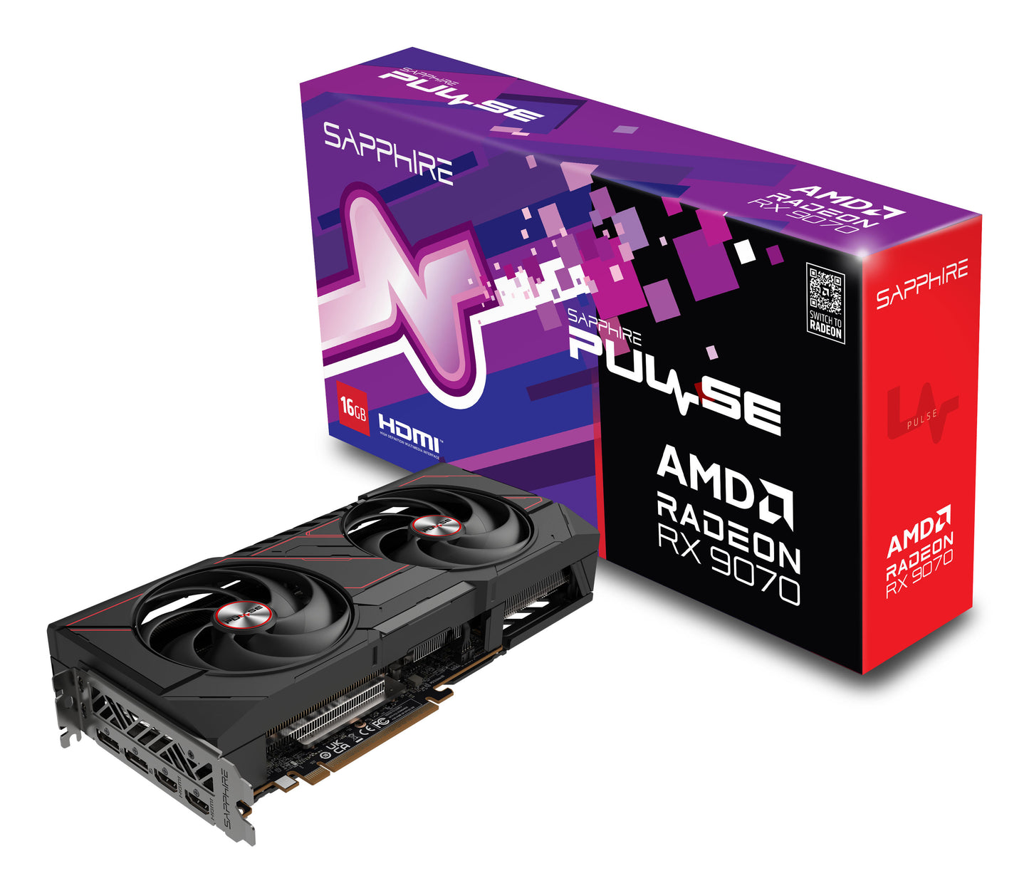 Tarjeta de Video Sapphire Pulse Radeon RX 9070 Gaming 16GB Dual Fan GDDR6 256-bit PCIe 5.0 HDMI DP