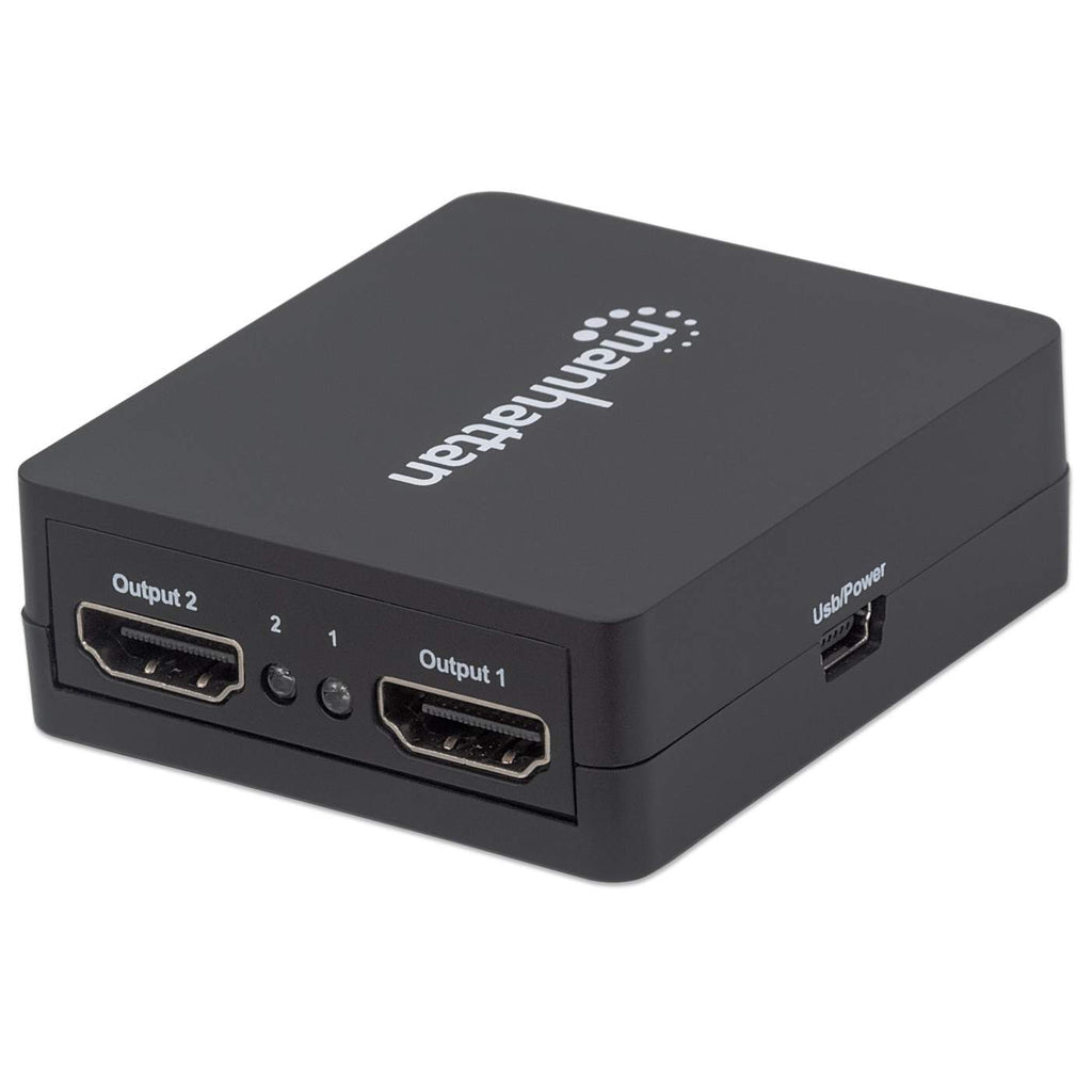 Video Splitter Manhattan HDMI 2 Puertos 1080p Alimentado por USB Color Negro