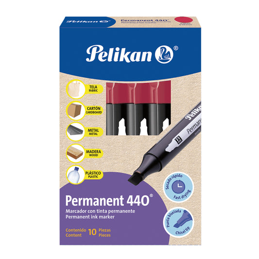 Marcador Pelikan Permanente 440 Color Rojo C/10 Pzas