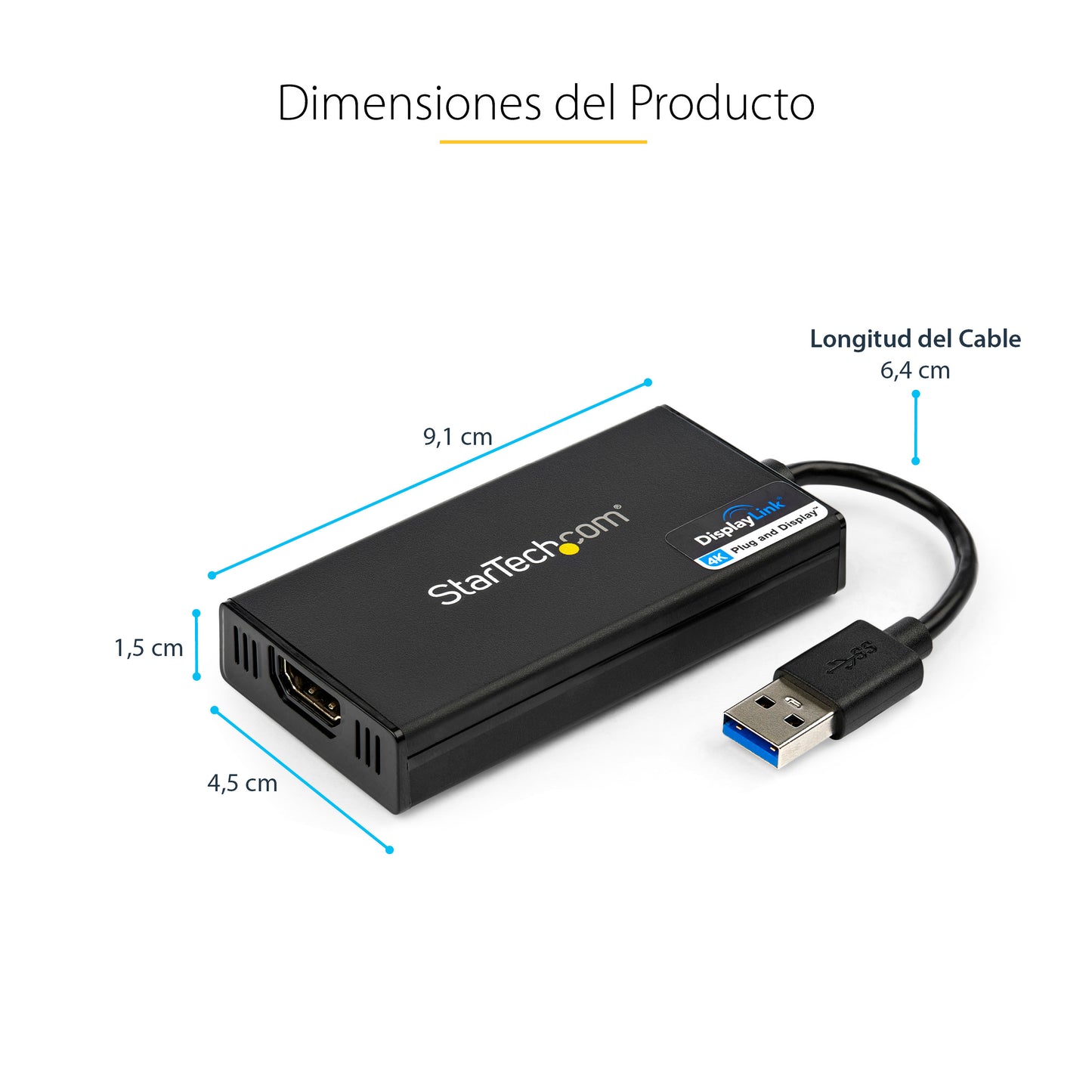 StarTech.com USB32HD4K adaptador gráfico USB 3840 x 2160 Pixeles Negro
