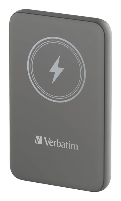 Cargador Verbatim Charge and Go Power Bank Carga Inalámbrica 10000mAh Magnetica Color Gris