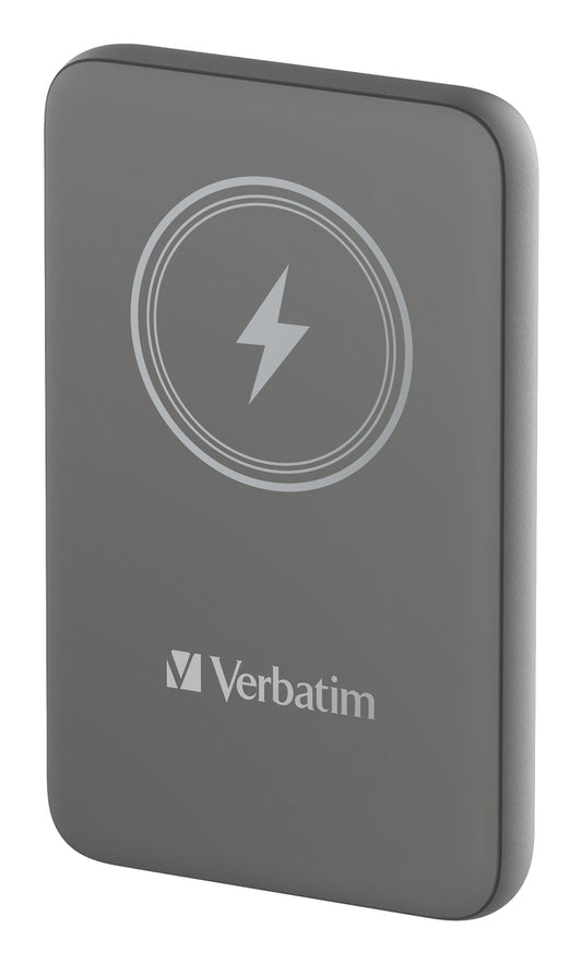Cargador Verbatim Charge and Go Power Bank Carga Inalámbrica 10000mAh Magnetica Color Gris
