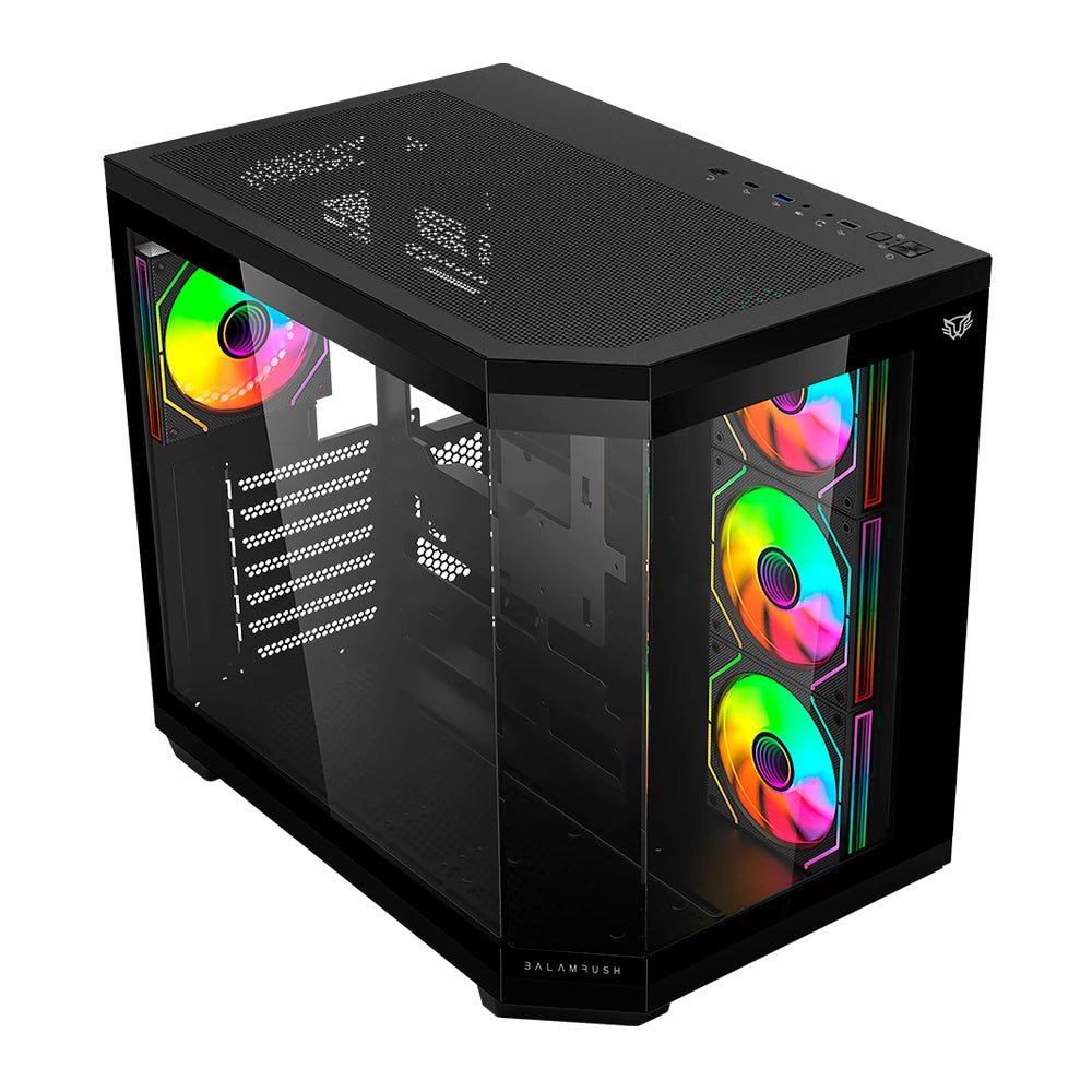 Gabinete Gamer Balam Rush Media Torre Tank Master 9600 TB USB C 3.1/USB 3.0/USB 2.0/Audio Fan ARGB Negro