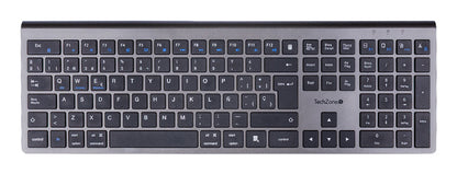 Teclado TechZone Hefestos Recargable Multipunto Bluetooth 10m de Alcance Color Plata