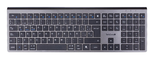 Teclado TechZone Hefestos Recargable Multipunto Bluetooth 10m de Alcance Color Plata