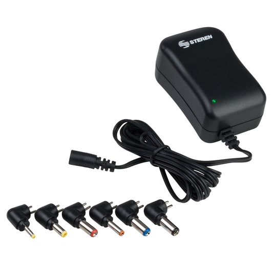 Eliminador Regulado Steren 3 a 12Vcc 1.2A con Puntas Intercambiables Color Negro