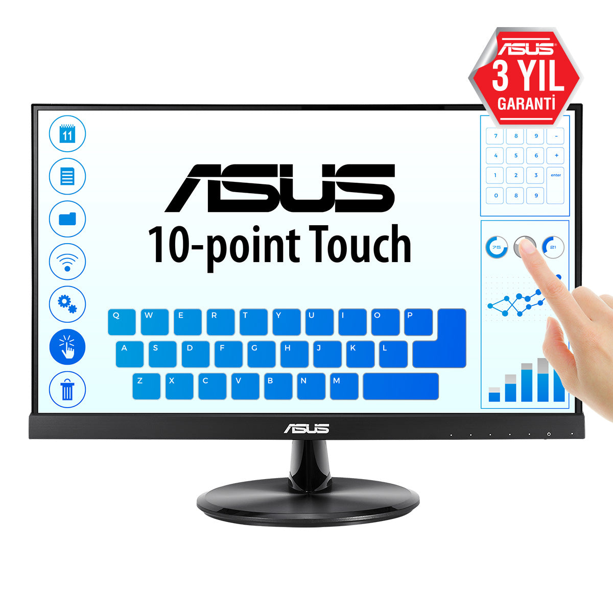 Monitor Asus 21.5" Touch VT229H IPS FHD 1920x1080 10 Points Multi-Touch 1xHDMI 1xD-Sub 5ms GTG 60Hz Negro