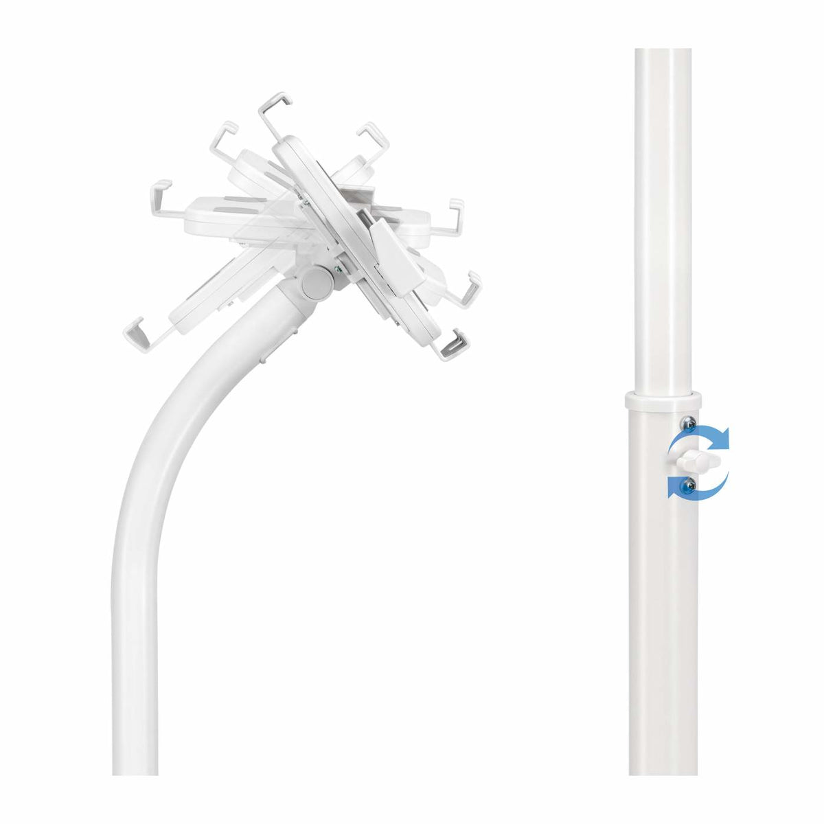 Soporte de Suelo Manhattan Antirrobo para Tablet/iPad 7.9" a 11" Altura 790 a 1190mm Color Blanco