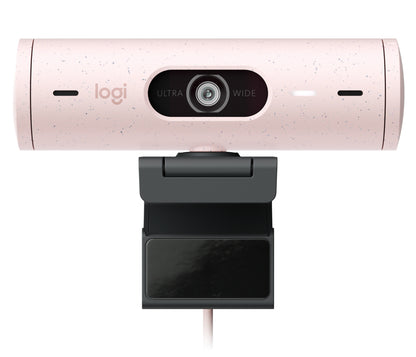 Cámara Web Logitech Brio 500 FHD Resolución 1080p Corrección Iluminación Encuadre Automático Color Rosa