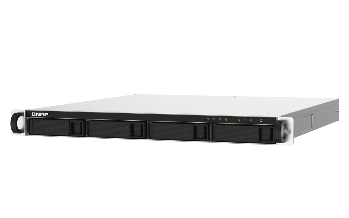 NAS QNAP TS-432PXU-RP de rack 1U, 4 bahías sin discos, Annapurna Labs AL324 de 1.7 GHz, 2 GB DDR4, aluminio y negro
