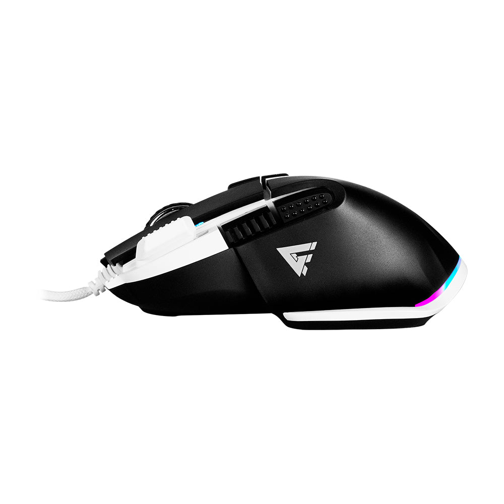 Mouse Game Factor MOG602 Click Láser Pixart 3370 19000 dpi 8 Botones Iluminación RGB Color Negro