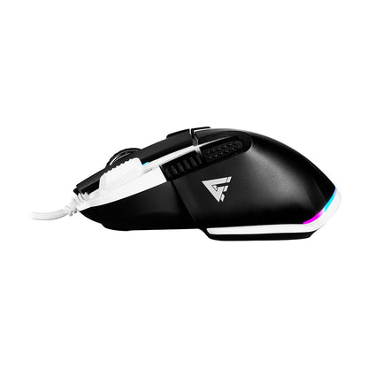 Mouse Game Factor MOG602 Click Láser Pixart 3370 19000 dpi 8 Botones Iluminación RGB Color Negro