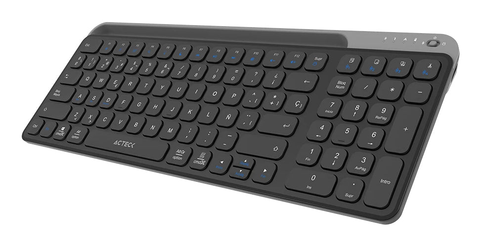 Acteck Inspire Trek TI747 teclado Universal RF inalámbrico + bluetooth QWERTY Español Negro, Gris