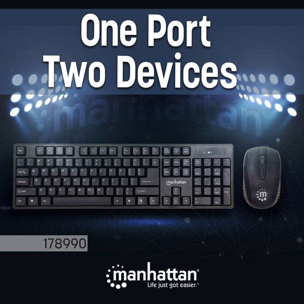 Manhattan 178990 teclado Ratón incluido Universal RF inalámbrico Negro