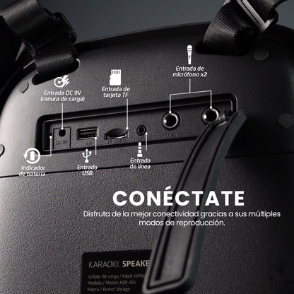 Mini Bafle Vorago KSP-455 40 W Recargable 1 Micrófono Inalámbrico C/Correas TWS IPX5 Bluetooth