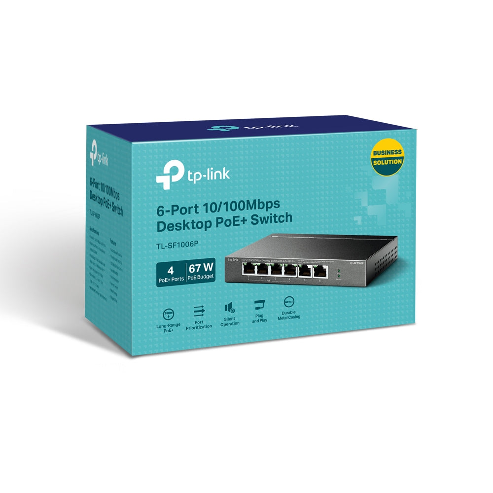 TP-Link TL-SF1006P dispositivo de redes No administrado Fast Ethernet (10/100) Energía sobre Ethernet (PoE) Negro