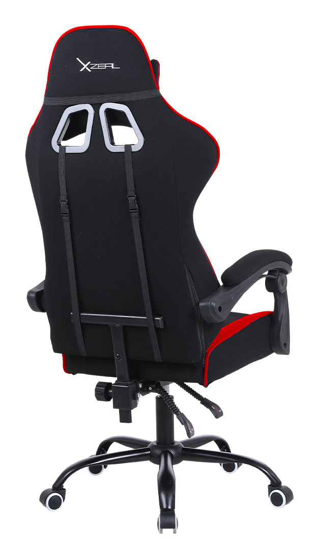 Silla Gamer Xzeal XZ20 Tela Foam Reclinable 140° Base Metal Piston Clase 3 115Kgs Brazos Fijos Negro-Rojo