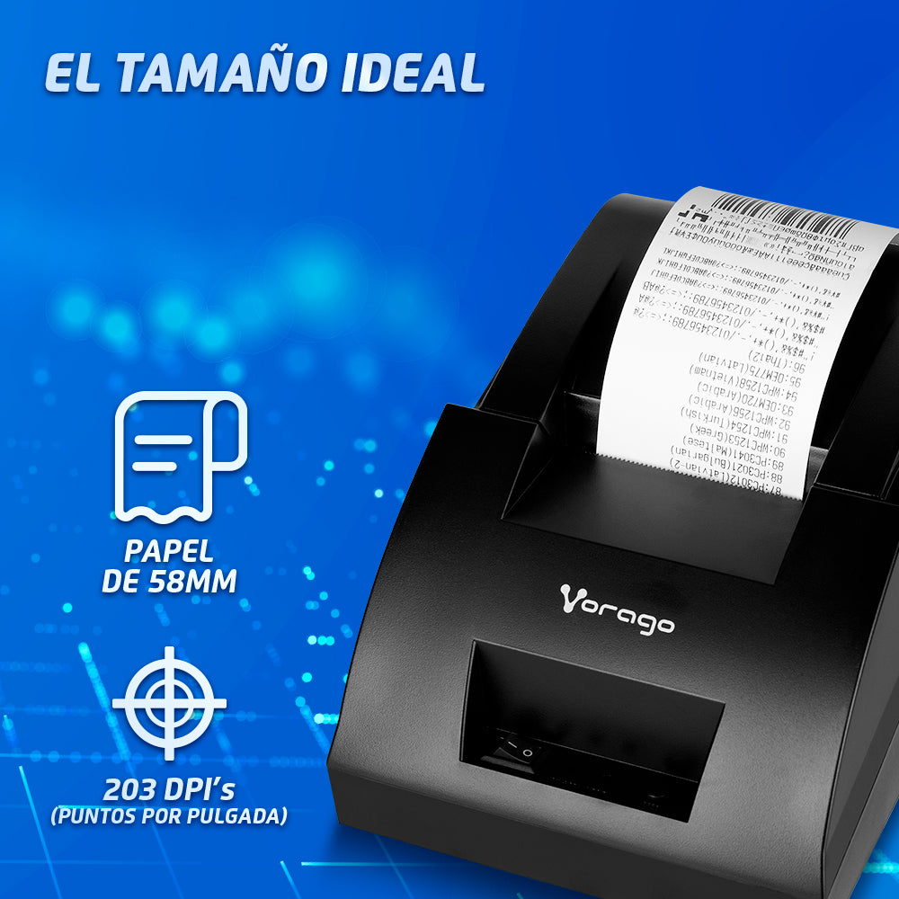 Impresora Termica Vorago POS MNP-158 Tickets 58mm USB RJ11